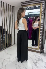 Women's Lyocell Palazzo Pants with Elastic Waist and Pockets