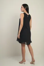 Women's Sleeveless Lined Short Chiffon Dress