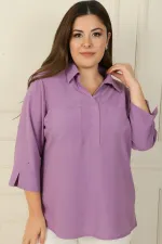 Polo Collar Pocket Quarter Sleeve BB Blouse