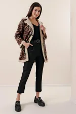 Beli Lastikli Kemerli Yün Efektli Pantolon