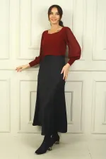 Jupe longue en satin pour femme avec taille élastique