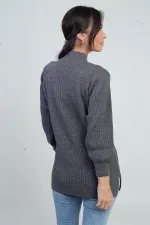 Pull tunique de sport à col bas et motif tricoté