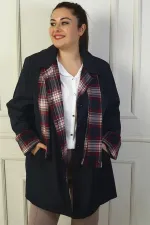 Women's Double-Breasted Trench Coat with Hidden Front Button and Pocket