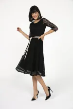 ARKASI FERMUARLI KEMERLİ ASTARLI TURVAKAL KOL ELBİSE