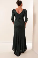 Robe grande taille à volants, doublée et pailletée