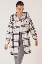 Chemise tunique à carreaux à double poche