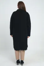 Kadın Desenli Cepli Büyük Beden Triko Kaban