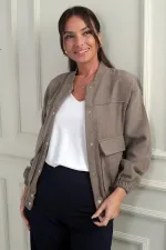 Veste bomber en cachemire à poches et taille élastique