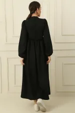 Lace Linen Effect Long Dress