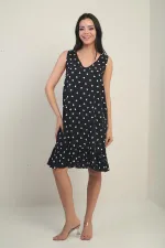 Women's V-Neck Heart Pattern Ruffled Skirt Relaxed Fit Dress