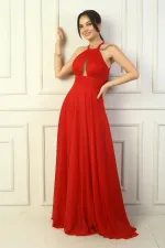 Robe de soirée longue à sequins, dos nu, buste plissé, doublée, pour femme