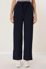 Beli Lastikli yandan Yırtmaçlı Cepli Örme Pantolon