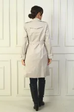 Manteau pour femme à boutons, ceinture et poches