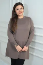 Tunique grande taille pour femme, ornée d'une tresse sur le devant, en fil froid.