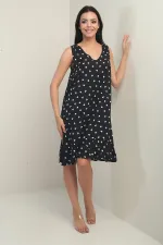 Women's V-Neck Heart Pattern Ruffled Skirt Relaxed Fit Dress