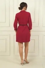 Lycra Double Fake Pocket Shirt Dress