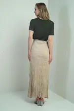 Jupe longue pour femme avec taille élastique et motif froissé