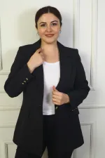 Women's Large Size Double-Breasted Jacket with Single Metal Button Front and Lining