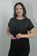 Blouse BB à col rond et imprimé pierre cascade sur le devant pour femme