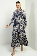 Ensemble 2 pièces oversize à motifs variés : tunique fendue sur le côté, pantalon palazzo à poches et taille élastique
