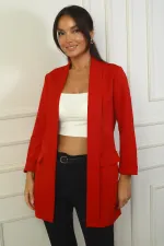 Şal Yaka Likralı Uzun Ceket