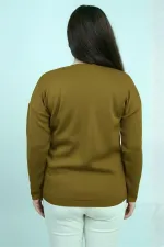 Chemisier en maille à strass grande taille pour femme, col en V