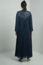 Robe longue en mousseline grande taille pour femme, avec haut à sequins et devant perlé, doublée