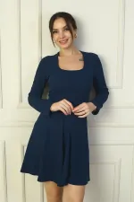 Women's U-Neck Short Crepe Dress