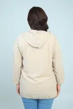 Women's Hooded, Button-Front, Pocketed, Ruffled Plus Size Cardigan