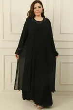 Robe couleur sable ornée de pierres, haut en mousseline, grande taille, ensemble deux pièces