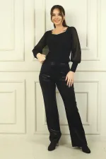 Pantalon en lycra à motif crocodile et taille élastique pour femme