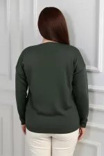 Chemisier en maille à strass grande taille pour femme, col en V