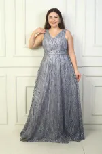 Robe de soirée longue grande taille pour femme, à bretelles larges, doublée et ornée de tulle.
