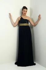 Robe longue asymétrique en mousseline pour femme, avec doublure tissée sur le devant