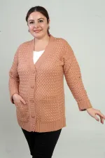 Gilet tunique à poches en maille panier pour femme