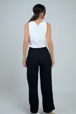 Kadın Apolet Kemerli Cepli Nervürlü Palazzo Pantolon