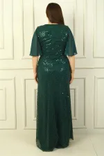 Women's Beaded and Sequined Chiffon Lined Long BB Dress