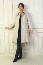 Manteau pour femme à boutons, ceinture et poches