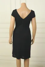 Robe courte pailletée pour femme, col en V, manches cloutées, doublure sur le côté, détails en pierre, mouchoir BB