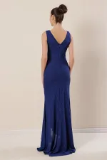 Wrap Neckline Front Ruffled Mermaid Dress