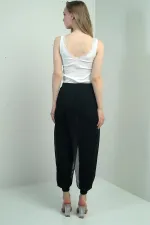 Kadın Üstü Şifon Beli Lastikli Şalvar Pantolon