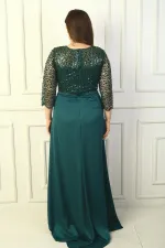 Kadın Çiçekli Altı Saten Üstü Gritel Astarlı Büyük Beden Uzun Elbise