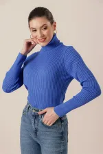 Balıkçı Yaka Likra Akrilik Triko Kazak