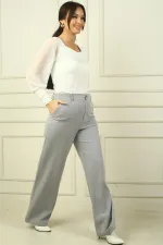 Pantalon Palazzo à rayures longitudinales et poches latérales pour femme