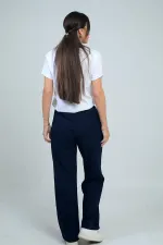 Pantalon palazzo pour femme avec taille élastique, cordon de serrage et poches latérales