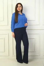 Pantalon palazzo grande taille pour femme avec taille élastique