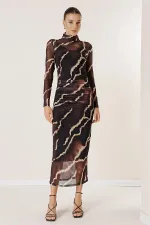 Önü Büzgülü Astarlı Florence Tül Elbise