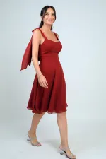Women's Short Dress with Shoulder Straps and Lining