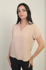 Polo Neck Double Sleeve Ayrobin Blouse