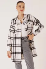 Chemise tunique à carreaux à double poche